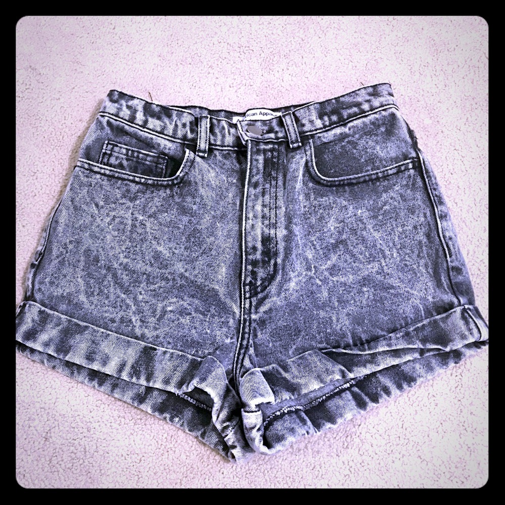 American apparel dark acid wash highwaisted shorts